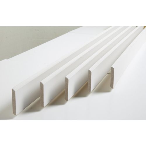 Lot de 5 plinthes médium (MDF) arrondies peint blanc, 9 x 100 mm, L.2 m