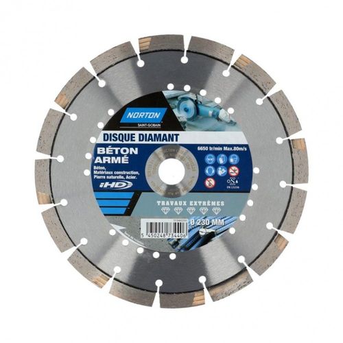 Disque diamant extrême segmenté pour matériaux de construction NORTON,Diam.230mm