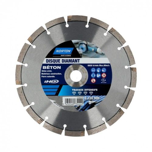 Disque diamant intensif segmenté pour matériaux de construction NORTON,Diam230mm