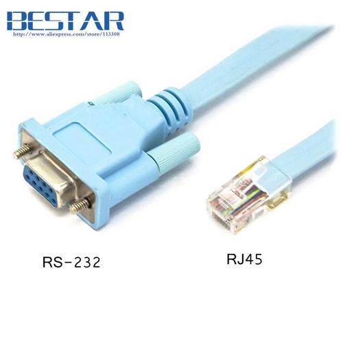 180cm Connecteur de modem rseau srie RS-232 RS232 DB9  RJ45 RJ-45 RS 232, cble plat pour routeurs de rseau, 6 pieds, RJ45 RS 1.8