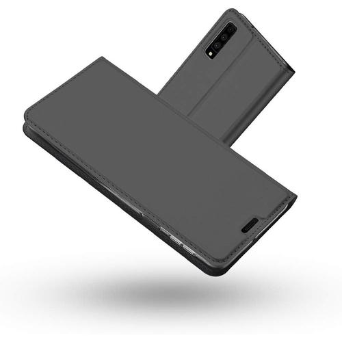 Coque Samsung Galaxy A7 2018,Ultra Mince En Cuir Pu Premium Housse À Rabat Portefeuille Étui De Protection Bumper Folio À Clapet Avec Fermoir Magnétique Pour Samsung Galaxy A7 2018 Noir