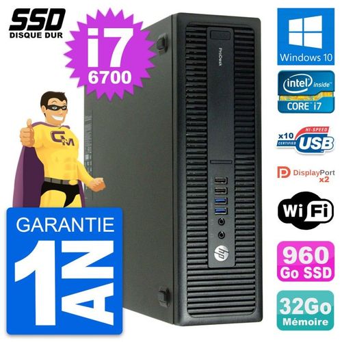 PC HP ProDesk 600 G2 SFF Intel Core i7-6700 RAM 32Go SSD 960Go Windows 10 Wifi