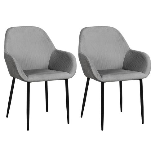 Alessia - Lot De 2 Fauteuils Velours Côtelé Gris