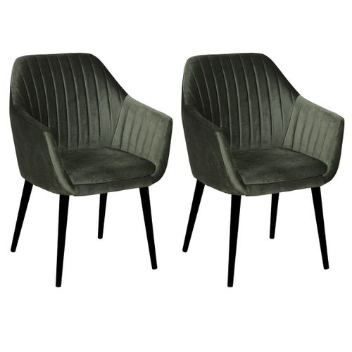 Heta - Lot De 2 Fauteuils Verts Piètement Noir