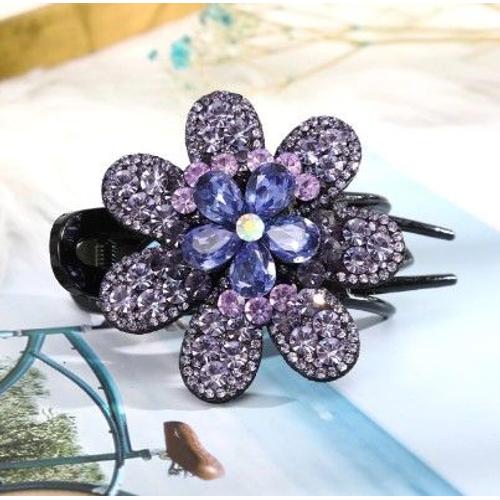 Épingle À Cheveux En Strass, Fleur Feuille Bec De Canard Clip Pinces À Cheveux Clips Rétro Brillant Crystal Accessoires Pour Femmes Queue De Cheval Brillante Couvre-Chef Accessoires Cheveux Chignon - 