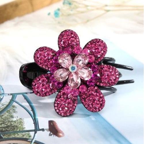 Épingle À Cheveux En Strass, Fleur Feuille Bec De Canard Clip Pinces À Cheveux Clips Rétro Brillant Crystal Accessoires Pour Femmes Queue De Cheval Brillante Couvre-Chef Accessoires Cheveux Chignon - 