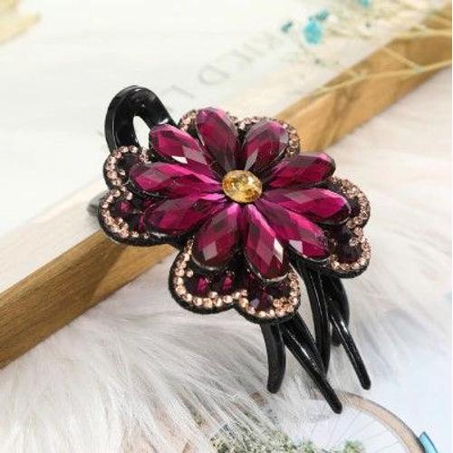 Épingle À Cheveux En Strass, Fleur Feuille Bec De Canard Clip Pinces À Cheveux Clips Rétro Brillant Crystal Accessoires Pour Femmes Queue De Cheval Brillante Couvre-Chef Accessoires Cheveux Chignon - 