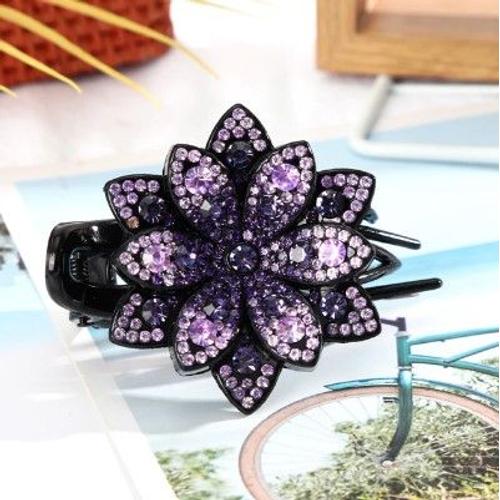 Épingle À Cheveux En Strass, Fleur Feuille Bec De Canard Clip Pinces À Cheveux Clips Rétro Brillant Crystal Accessoires Pour Femmes Queue De Cheval Brillante Couvre-Chef Accessoires Cheveux Chignon - 