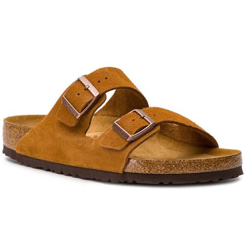 Sandales Birkenstock Arizona Cuir Suede Soft Footbed M Bk1009526 Marron