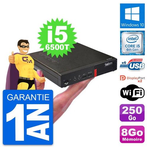 Ultra Mini PC Lenovo M710q Tiny i5-6500T RAM 8Go Disque 250Go Windows 10 Wifi