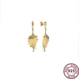 Boucles d oreilles en feuille de ch ne pour femmes argent or