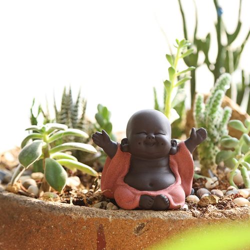 Bouddha Maitreya Riant, Statue De Bouddha En Céramique, Sculpture De Thé D' Ornement, Mini Ornements De Bouddha Chanceux Assis, Ornements De Jardin De Décoration Intérieure