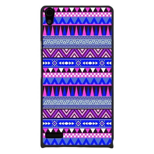 Coque Rigide Pour Huawei Ascend P6 Avec Impression Motifs Aztèque Bleu Et Viole