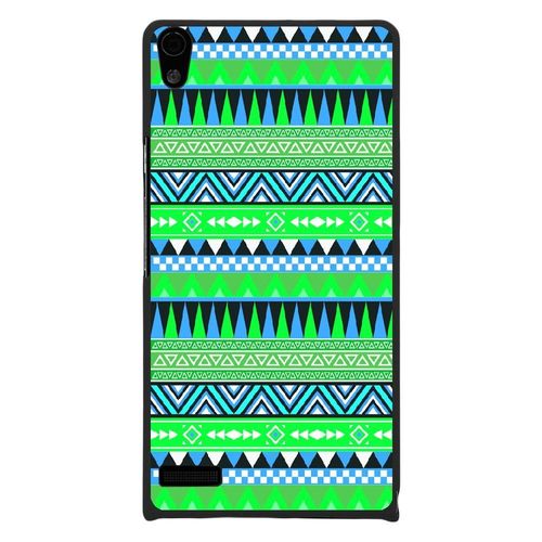 Coque Rigide Pour Huawei Ascend P6 Avec Impression Motifs Aztèque Bleu Et Vert