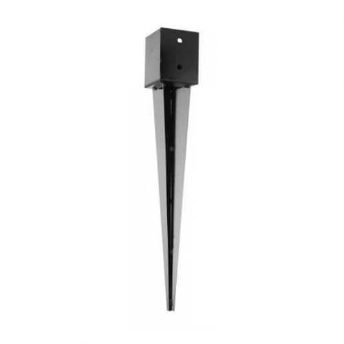 Pied de poteau carré à enfoncer - Coloris Noir - 71 mm