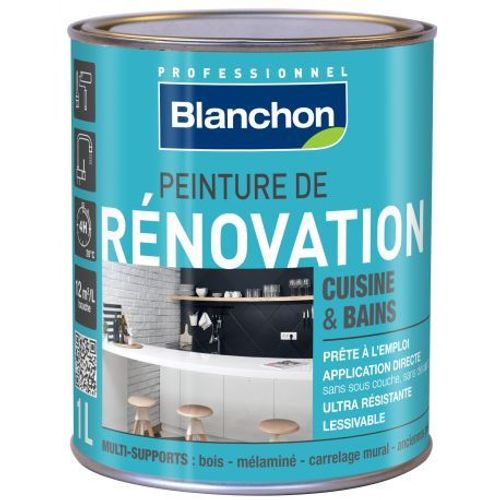 Peinture de rénovation cuisine et bains - Crème 1L BLANCHON