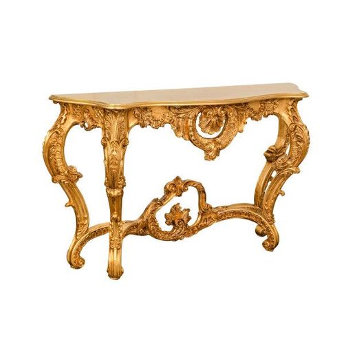Table Console En Bois Avec Finition Feuille D'or Antique Made In Italy