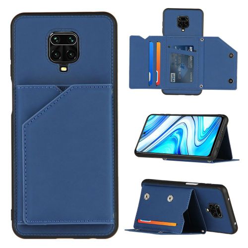 Coque Xiaomi Redmi Note 9 Pro,Portefeuille Coque Pour Xiaomi Redmi Note 9 Pro Avec Porte-Cartes, Etui En Cuir Pu Avec Fentes Pour Cartes, Double Fermoir Magnétique Et Antichoc Durable Coquille_Bleu