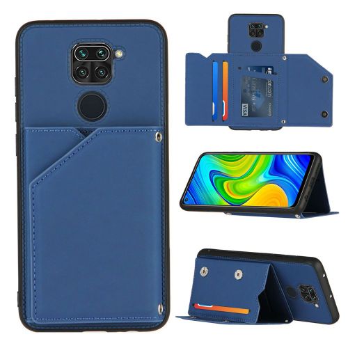 Coque Xiaomi Redmi Note 9, Portefeuille Coque Pour Xiaomi Redmi 9 Avec Porte Cartes, Etui En Cuir Pu Avec Fentes Pour Cartes, Double Fermoir Magnétique Et Antichoc Durable Coquille_Bleu