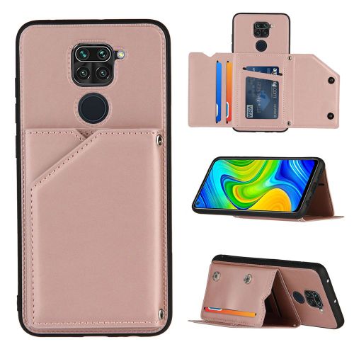 Coque Xiaomi Redmi Note 9, Portefeuille Coque Pour Xiaomi Redmi 9 Avec Porte Cartes, Etui En Cuir Pu Avec Fentes Pour Cartes, Double Fermoir Magnétique Et Antichoc Durable Coquille_Or Rose