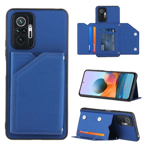 Coque Xiaomi Redmi Note 10 Pro, Portefeuille Coque Pourxiaomi Redmi Note 10 Pro, Etui En Cuir Pu Avec Fentes Pour Cartes, Double Fermoir Magnétique Et Antichoc Durable Coquille_Bleu