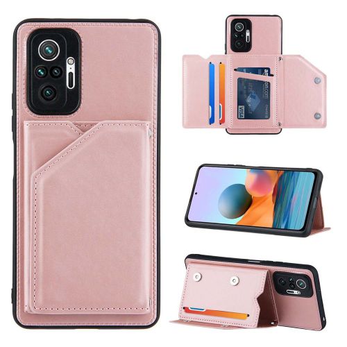 Coque Xiaomi Redmi Note 10 Pro, Portefeuille Coque Pourxiaomi Redmi Note 10 Pro, Etui En Cuir Pu Avec Fentes Pour Cartes, Double Fermoir Magnétique Et Antichoc Durable Coquille_Or Rose