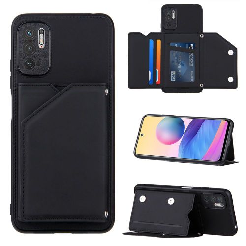 Coque Xiaomi Redmi Note 10 5g, Portefeuille Coque Pour Xiaomi Redmi Note 10 5g, Etui En Cuir Pu Avec Fentes Pour Cartes, Double Fermoir Magnétique Et Antichoc Durable Coquille_Noir