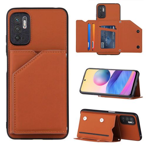 Coque Xiaomi Redmi Note 10 5g, Portefeuille Coque Pour Xiaomi Redmi Note 10 5g, Etui En Cuir Pu Avec Fentes Pour Cartes, Double Fermoir Magnétique Et Antichoc Durable Coquille_Marron