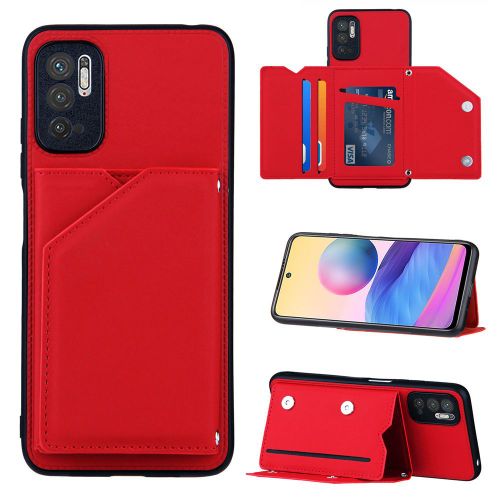 Coque Xiaomi Redmi Note 10 5g, Portefeuille Coque Pour Xiaomi Redmi Note 10 5g, Etui En Cuir Pu Avec Fentes Pour Cartes, Double Fermoir Magnétique Et Antichoc Durable Coquille_Rouge