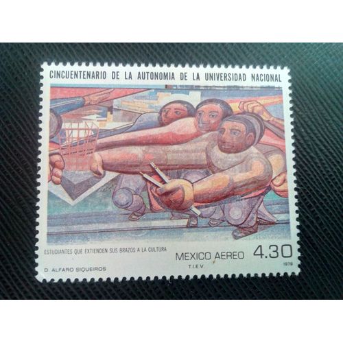 Timbre Mexique Yt Pa 500 Les Élèves Indiquent Avec Les Bras Tendus Vers L'avant 1979 ( 00100705 )