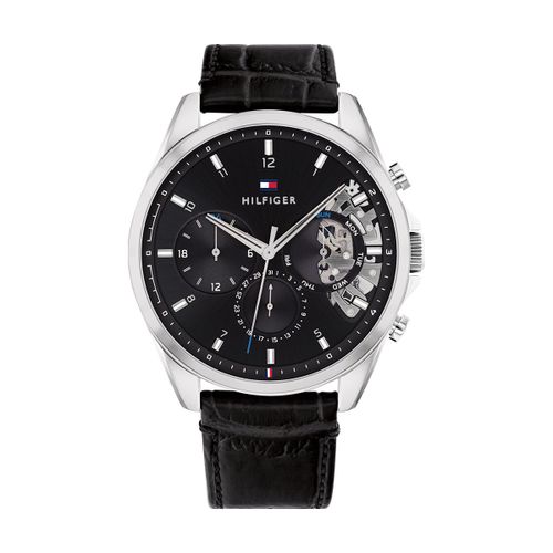 Montre Homme Tommy Hilfiger En Cuir Noir