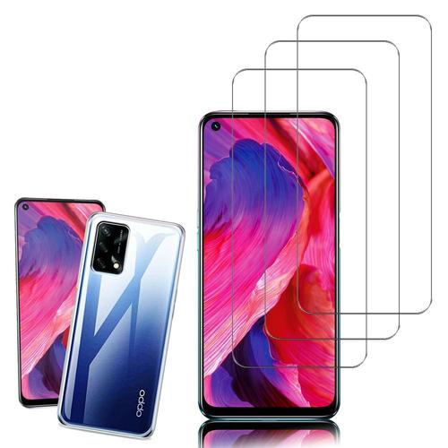 Coque Silicone Pour Oppo A54 5g/ A74 5g 6.5" Gel Ultraslim Et Ajustement Parfait - Transparent + 3 Films Verre Trempé - Transparent