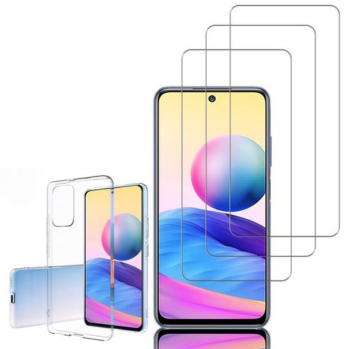 Coque Silicone Pour Xiaomi Redmi Note 10 5g 6.5" Gel Ultraslim Et Ajustement Parfait - Transparent + 3 Films Verre Trempé - Transparent