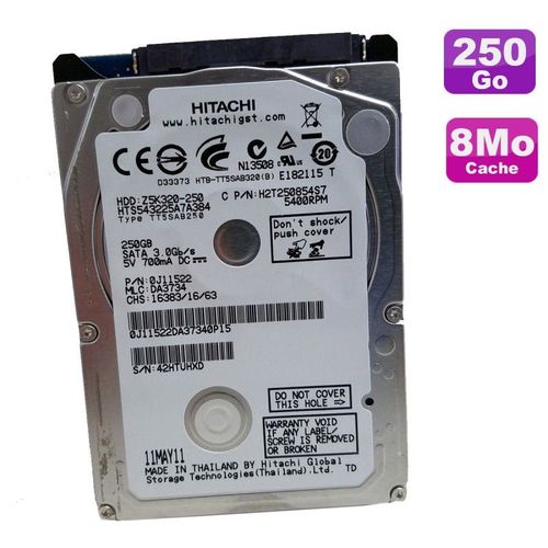 Disque Dur 250Go SATA 2.5" HITACHI HTS543225A7A381 Z5K320-250 H2T250854SBE7
