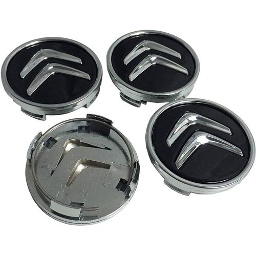 Lot 4 Cache Moyeu Citroen Logo Jante Centre De Roue 60mm Noir Emblème Insigne