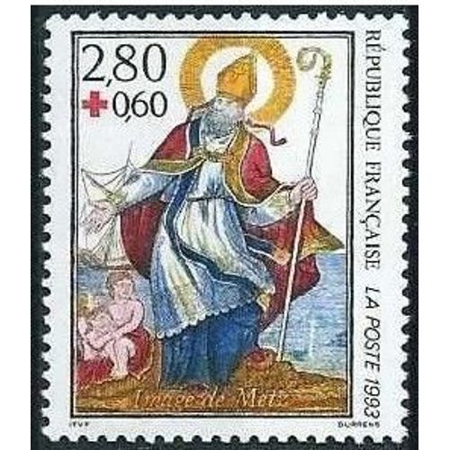 France 1993, Très Beau Timbre Neuf** Luxe Yvert 2853, Au Profit De La Croix Rouge, Saint Nicolas, Imagerie De Metz.