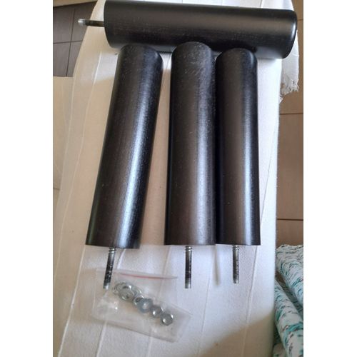 Pieds De Lit 25 Cm Bois Section Ronde, Noirs, Pour Sommier À Lattes