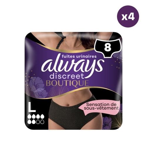 4x8 Culottes Pour Fuites Urinaires Always Discreet Boutique - Taille L - Noires 