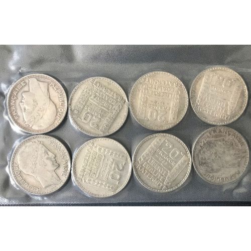 Lot Sous Cellophane De 8 Pièces 20 Francs Turin Argent