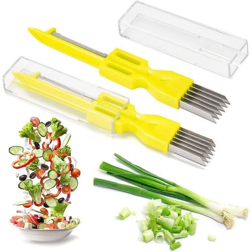 Coupe-Oignon 2 Pièces, Couteau De Cuisine, Couteau À Trancher L'oignon, Couteau À Julienne, Râpe À Oignon, Couteau À Découper En Acier Inoxydable Pour La Cuisine