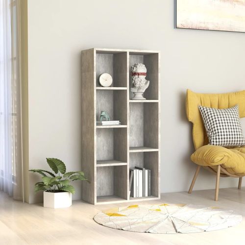 Vidaxl Bibliothèque Gris Béton 50x25x106 Cm Bois D'ingénierie