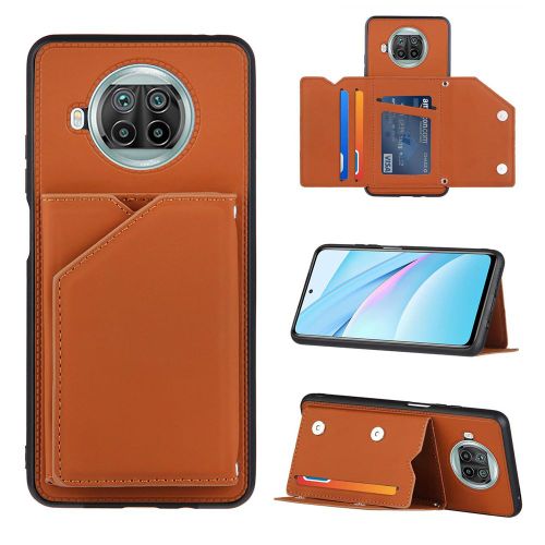 Coque Xiaomi Redmi Note 9 Pro 5g, Portefeuille Coque Pour Xiaomi Redmi Note 9 Pro 5g, Etui En Cuir Pu Avec Fentes Pour Cartes, Double Fermoir Magnétique Et Antichoc Durable Coquille_Marron