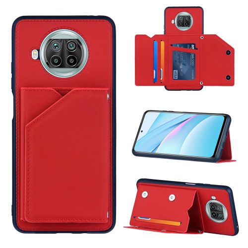 Coque Xiaomi Redmi Note 9 Pro 5g, Portefeuille Coque Pour Xiaomi Redmi Note 9 Pro 5g, Etui En Cuir Pu Avec Fentes Pour Cartes, Double Fermoir Magnétique Et Antichoc Durable Coquille_Rouge