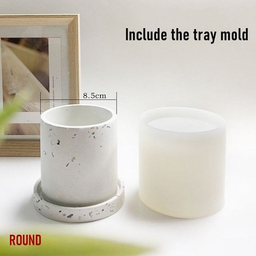 Suculentas Diy Pot Cemento Molde De Tiesto De Silicona Cuadrado Redondo Terrazo Molde De Tiesto Cemento De Resina Arte Suministros Arcilla Moldes
