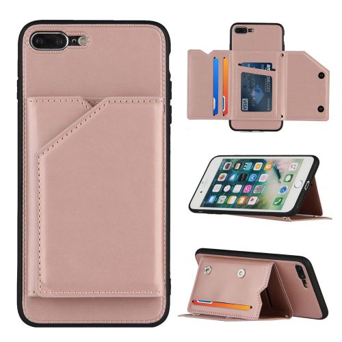 Coque Iphone 7 Plus,Portefeuille Coque Pour Iphone 7 Plus,Etui En Cuir Pu Avec Fentes Pour Cartes,Double Fermoir Magnétique Et Antichoc Durable Coquille_Or Rose