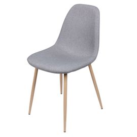 Lot De 4 Chaises En Tissus Et Pieds En Métal Effet Bois - Gris Clair