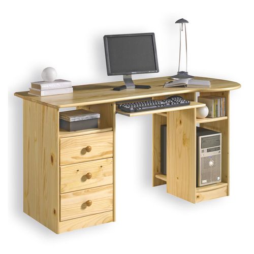 Bureau Multi Rangements Bob En Pin Massif Vernis Naturel
