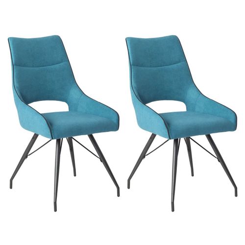 Amado - Lot De 2 Chaises Tissu Coloris Bleu