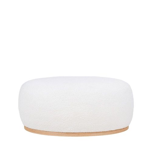 Pouf Ovale En Tissu Bouclette - Blanc