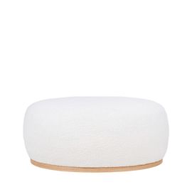 Pouf Ovale En Tissu Bouclette - Blanc
